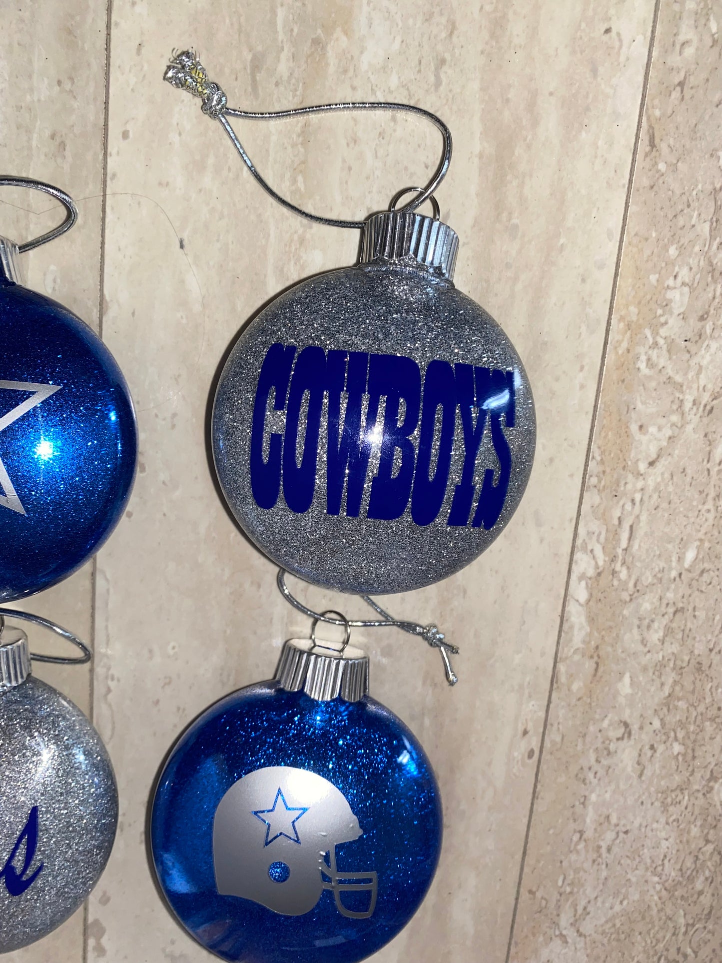Dallas Cowboys glitter ornament set