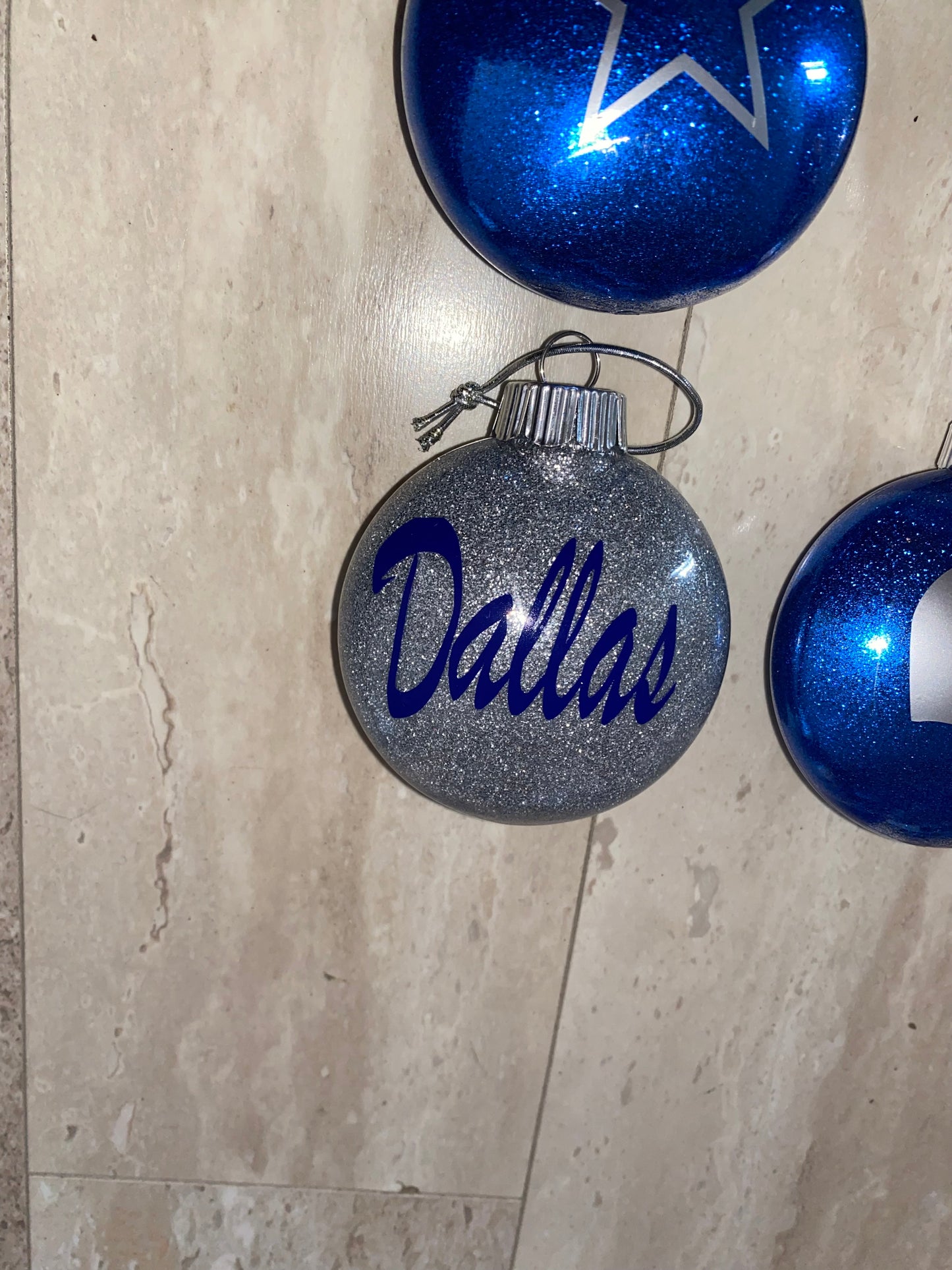 Dallas Cowboys glitter ornament set