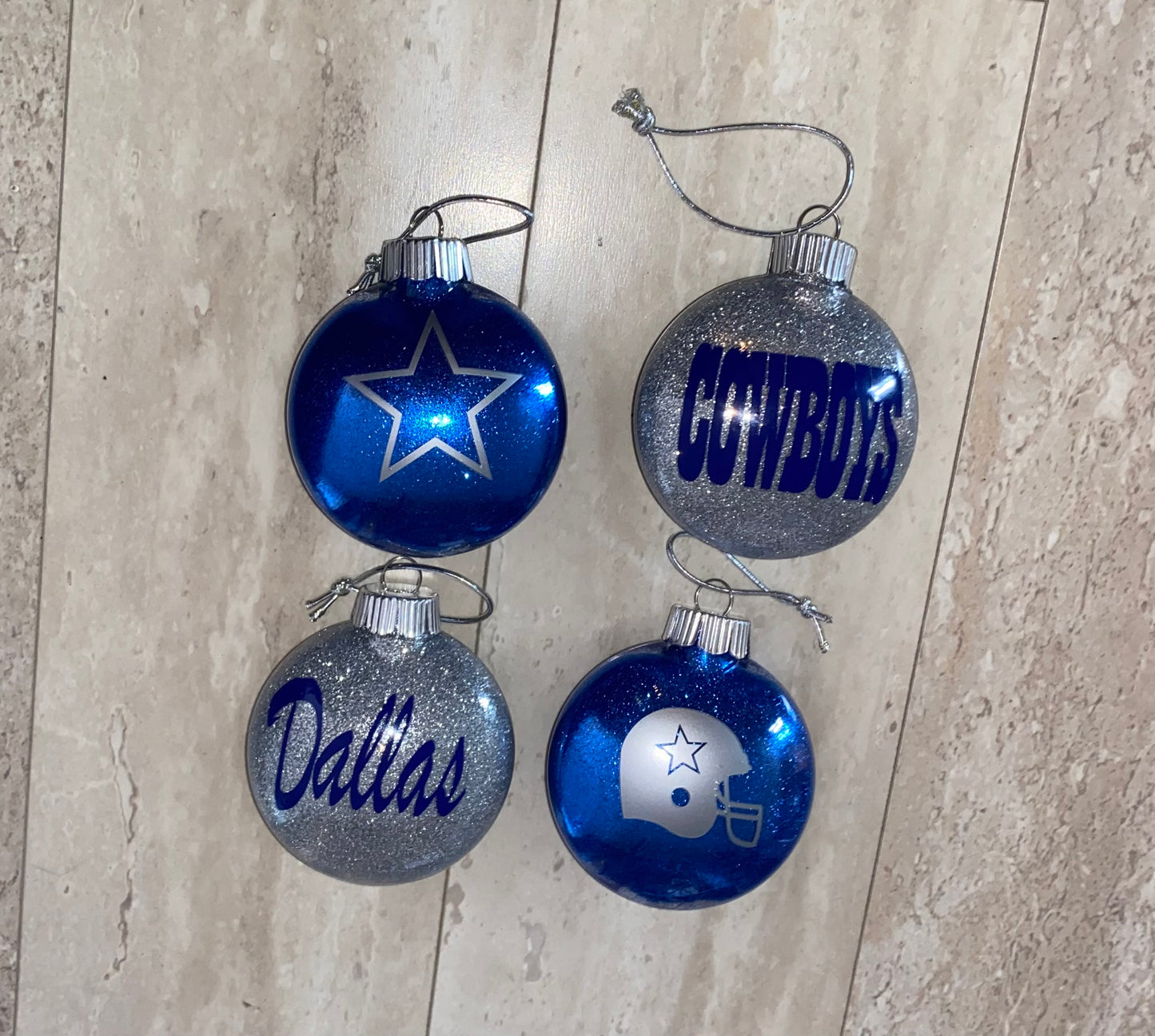 Dallas Cowboys glitter ornament set
