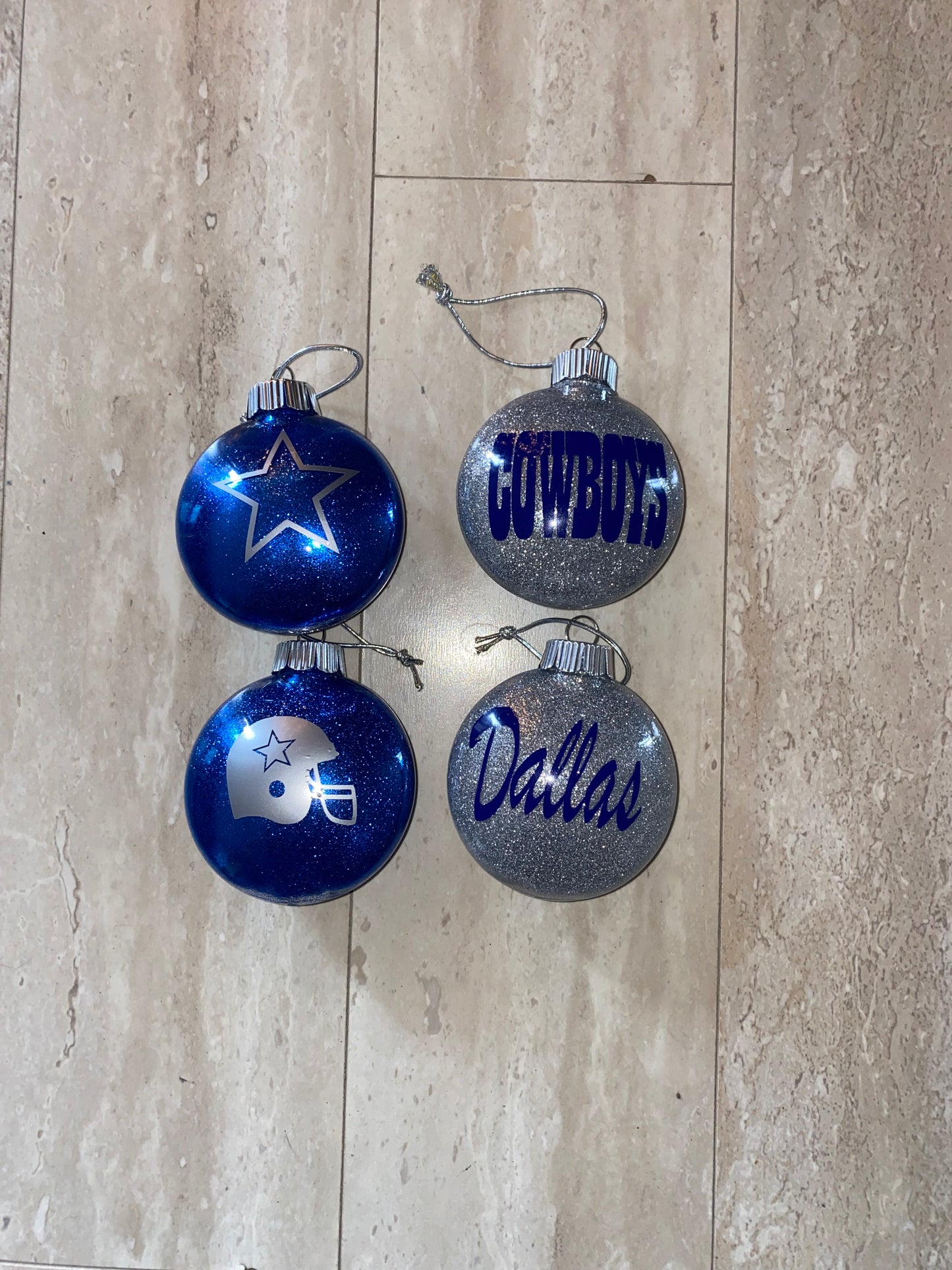 Dallas Cowboys glitter ornament set