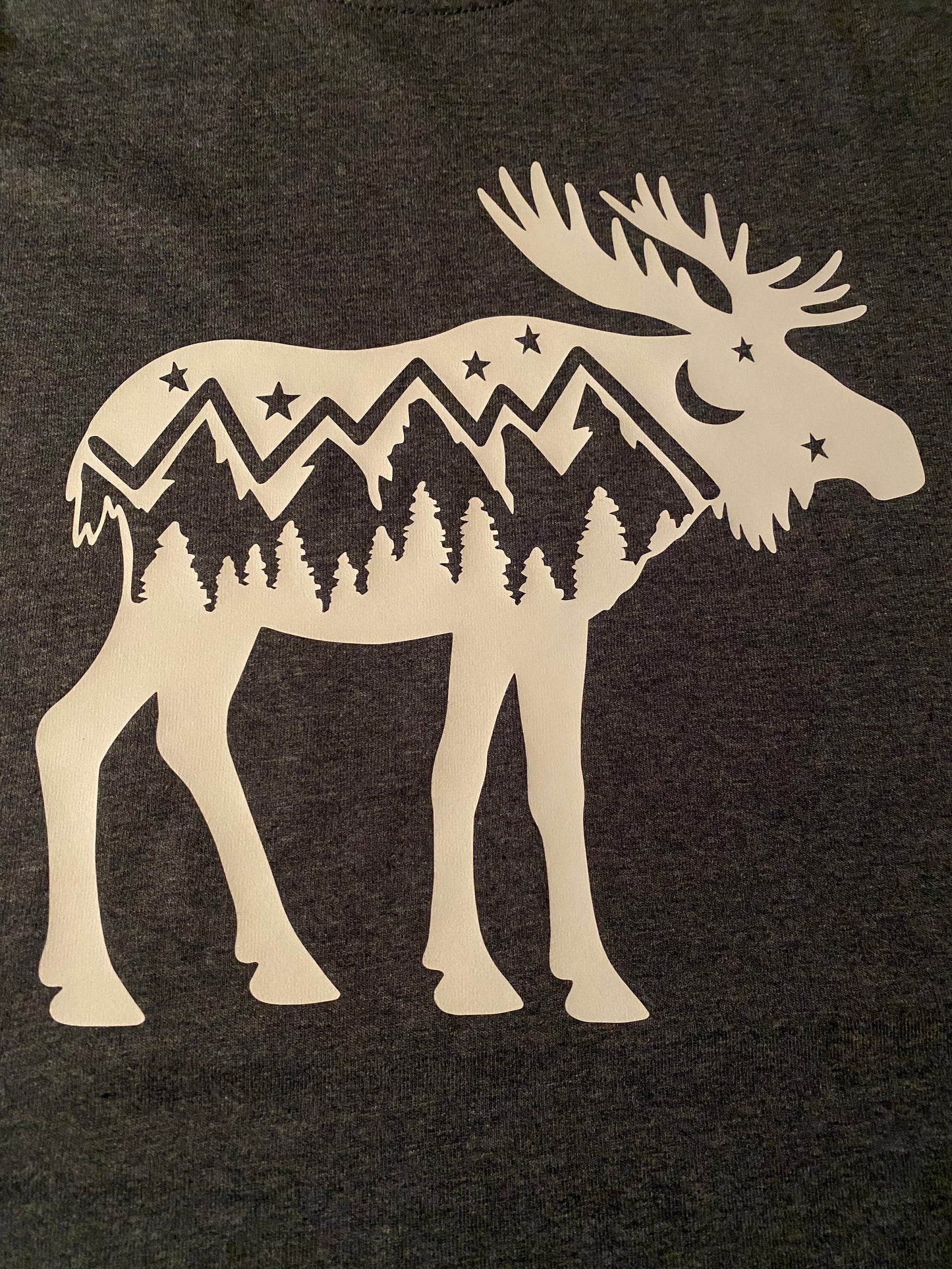 Moose Mountain scene, wild Montana, wild Alaska scene t-shirt, short sleeve hiking shirt