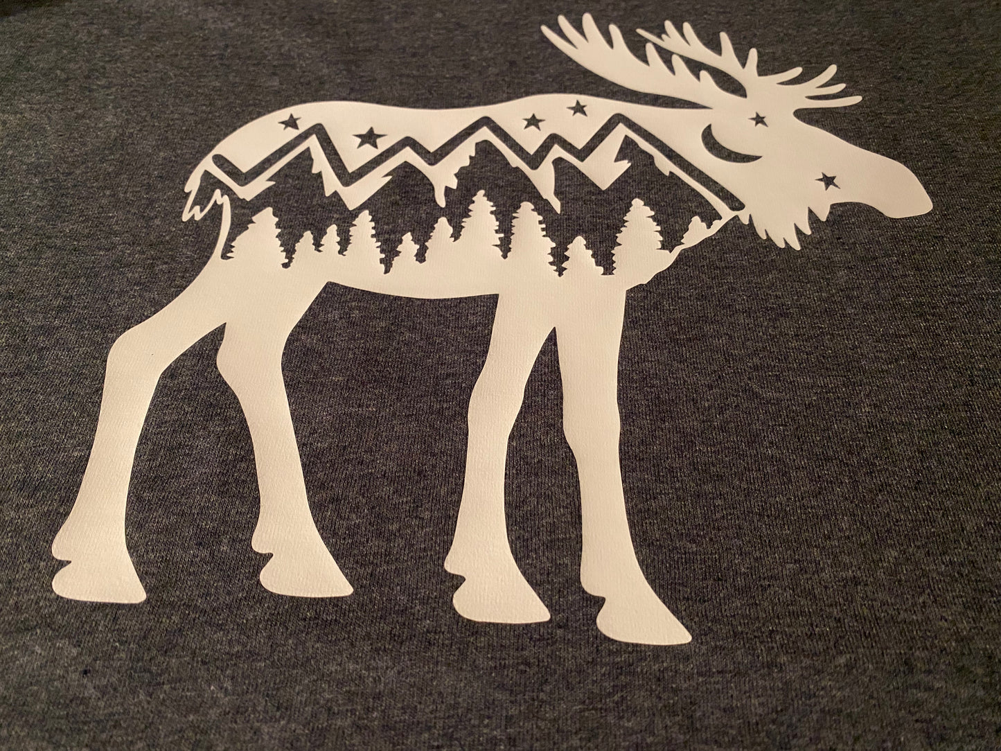 Moose Mountain scene, wild Montana, wild Alaska scene t-shirt, short sleeve hiking shirt