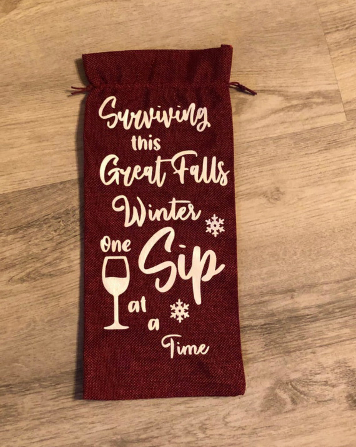 Surviving this Great Falls Winter one sip at a time Montana decorative wine bag