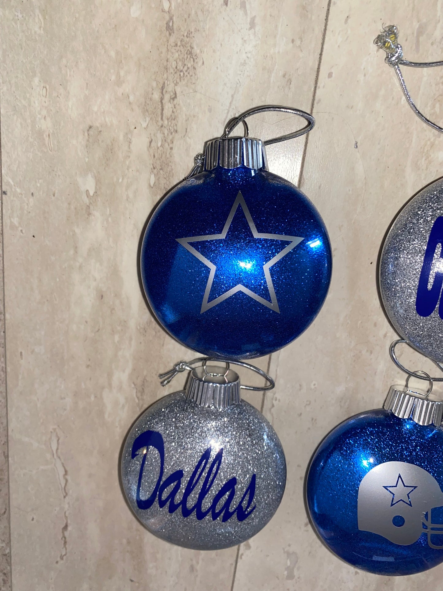Dallas Cowboys glitter ornament set