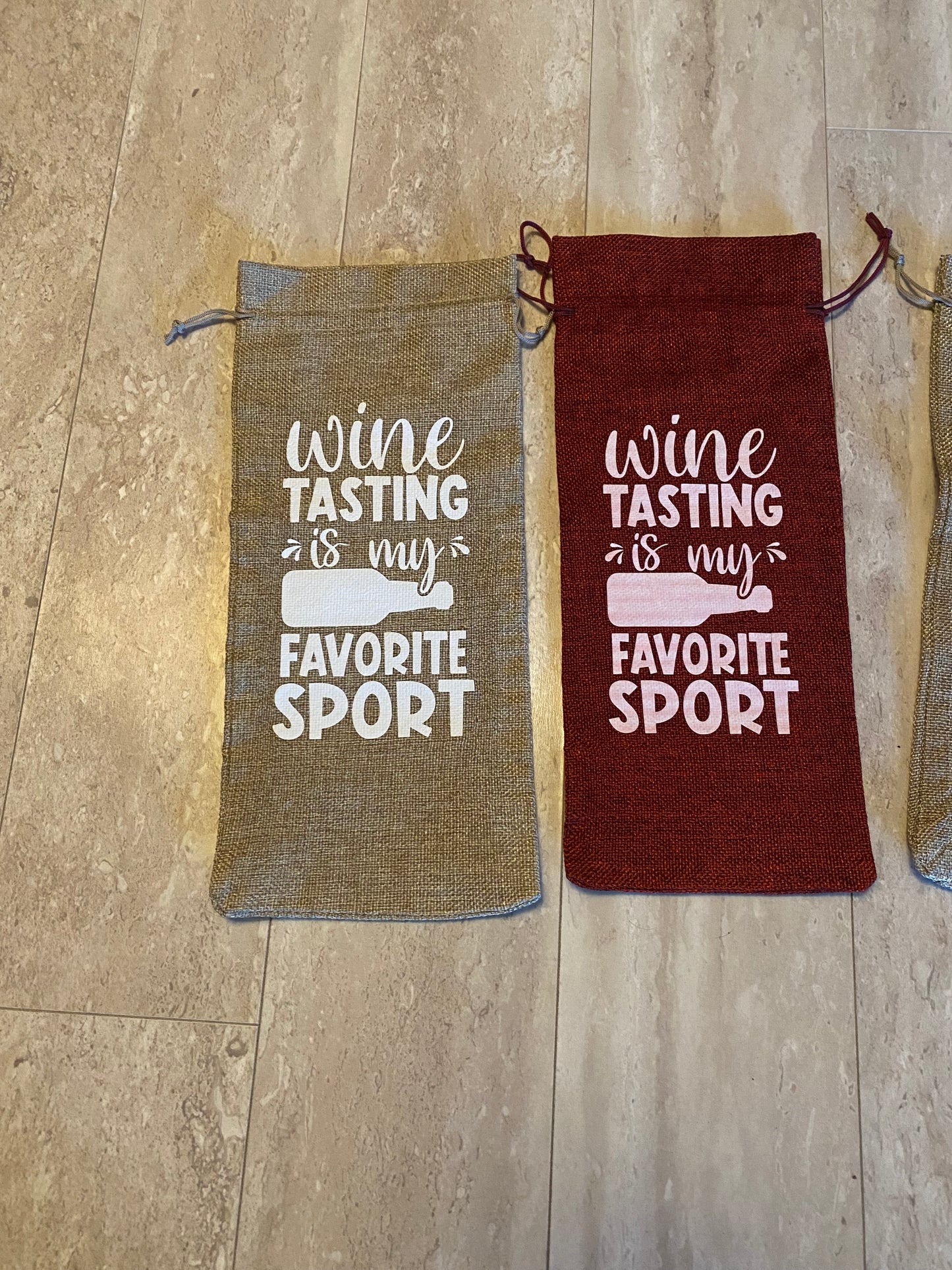 Burlap wine bag Wine Tasting is my favorite sport!