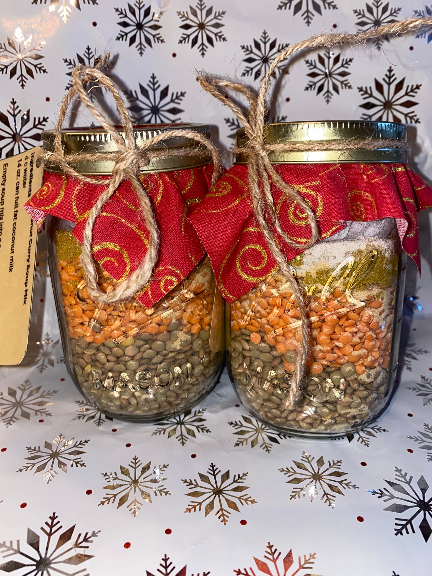 Coconut curry lentil soup mix in a glass jar