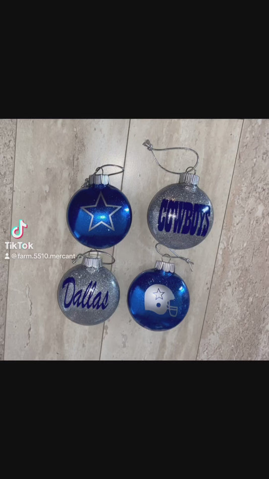 Dallas Cowboys glitter ornament set