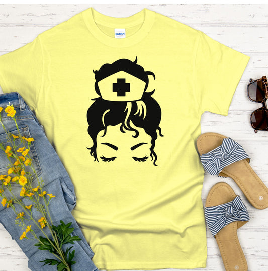 Messy Bun nurse short sleeve t-shirt