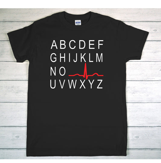 No PQRST alphabet EKG rhythm strip adult t-shirt