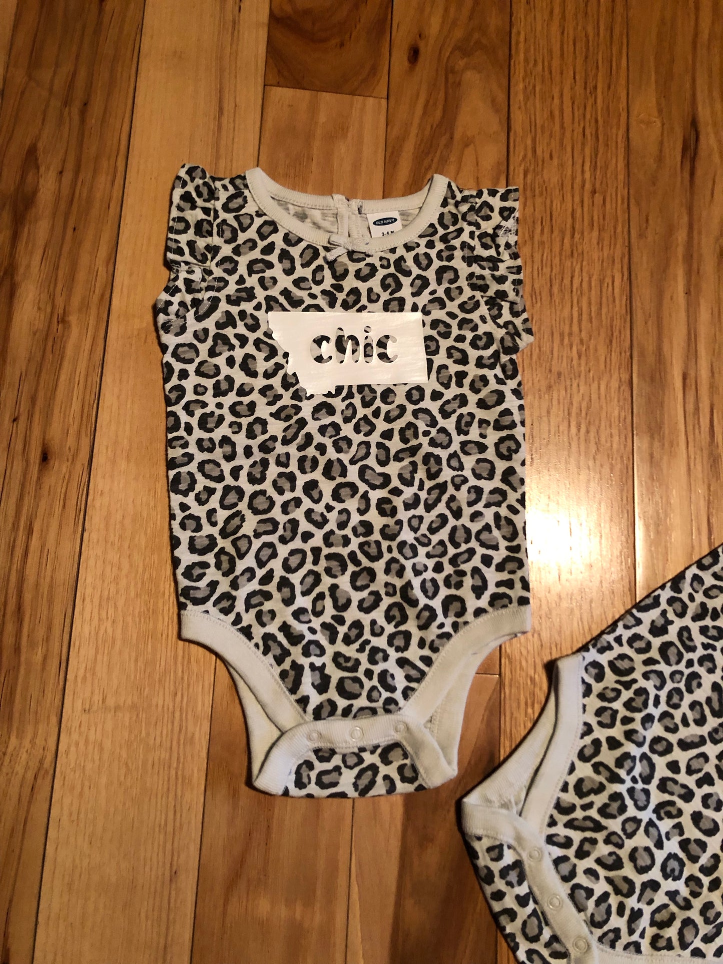 Montana chic infant onesie, leopard print