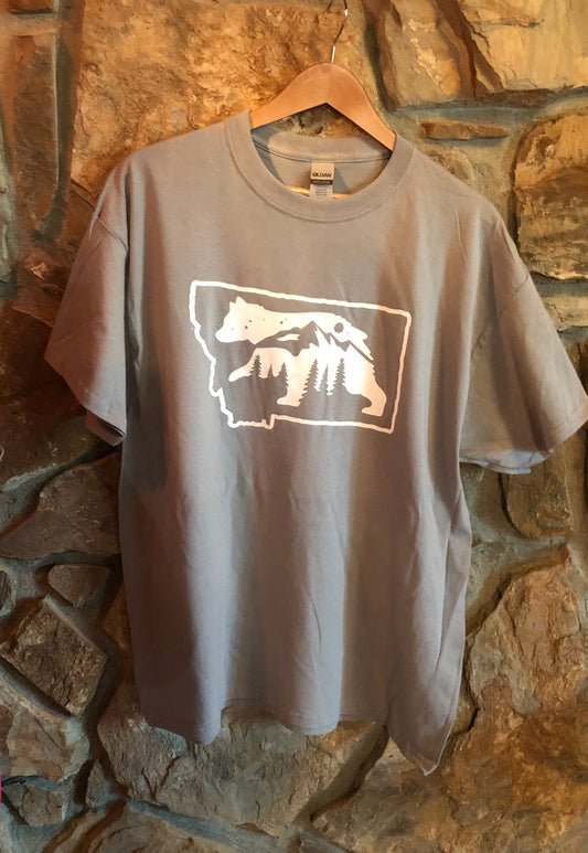 Montana Bear mountain forest scene shirt