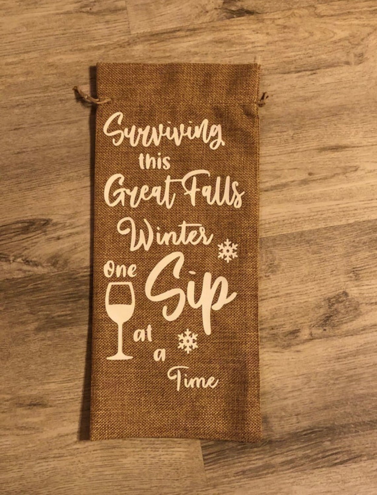 Surviving this Great Falls Winter one sip at a time Montana decorative wine bag