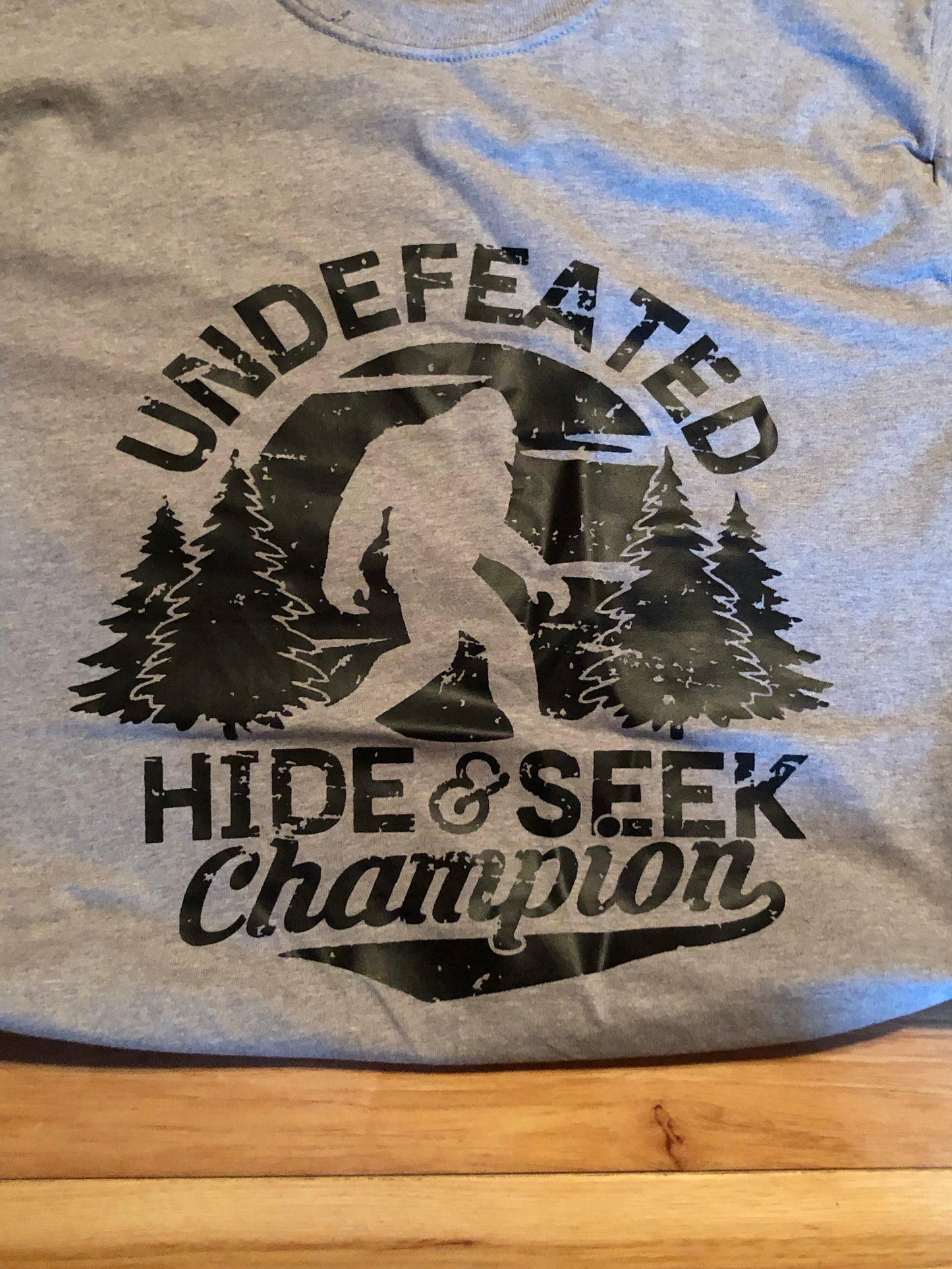 Undefeated Hide and Seek Champion Big Foot Sasquatch t-shirt