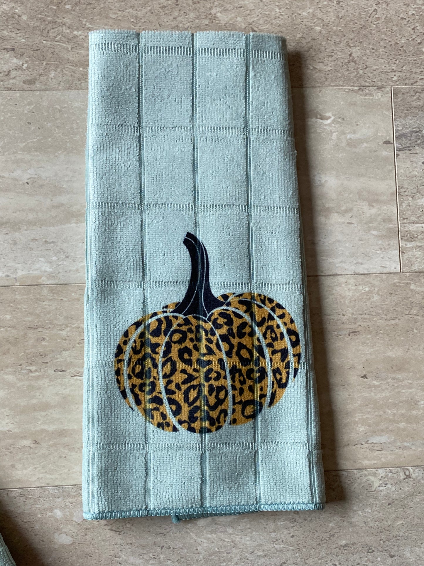 Orange leopard pot holder and towel set