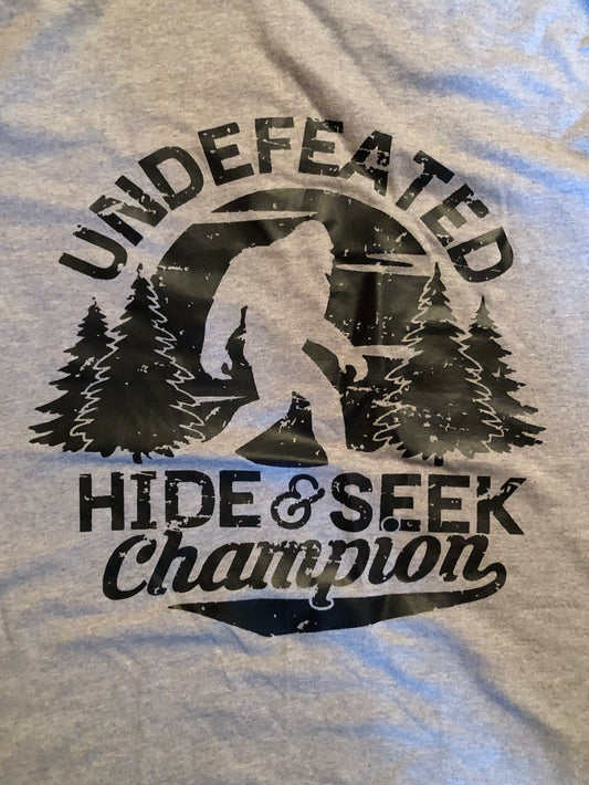 Undefeated Hide and Seek Champion Big Foot Sasquatch t-shirt